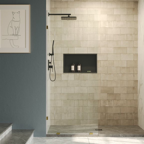 DV-1SD0221G Single Fixed Glass Panel For Shower 32"×78", Thick Frameless Tempered Safety Glass Shower Screen