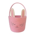 thumbnail image 1 of Cesta tejida con orejas de conejo de Pascua con asa para decoración de fiestas infantiles Rosa, 1 of 9