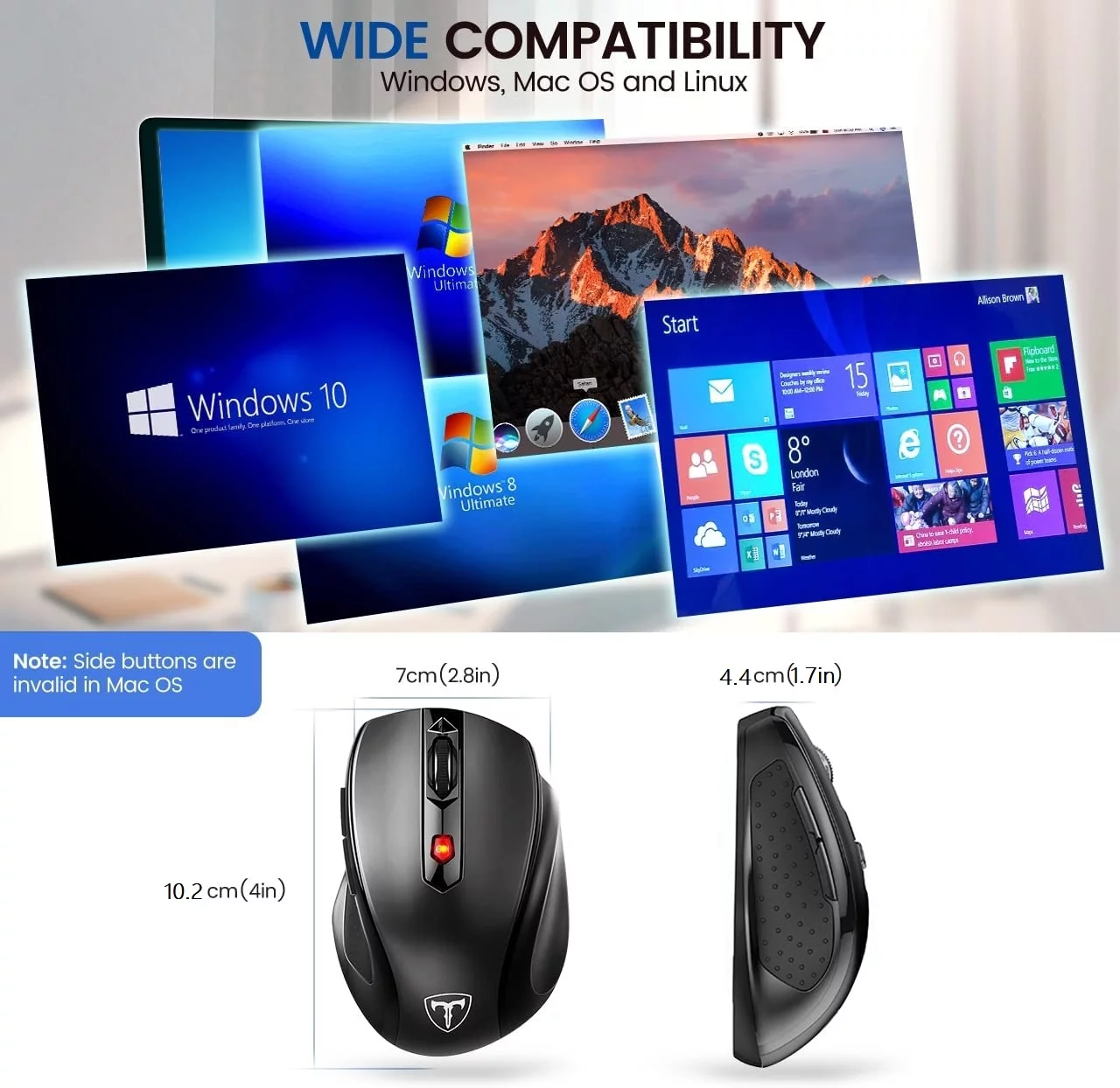 VicTsing 2.4G Wireless Ergonomic Computer Mouse photo 2