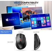 VicTsing 2.4G Wireless Computer Mouse USB Cordless Mice for Laptop, Ergo Grips, 800-2400 DPI, 16 Months Battery, Auto-sleep Mode, Portable Computer Mouse for PC Mac Chromebook, 6 Button - Black