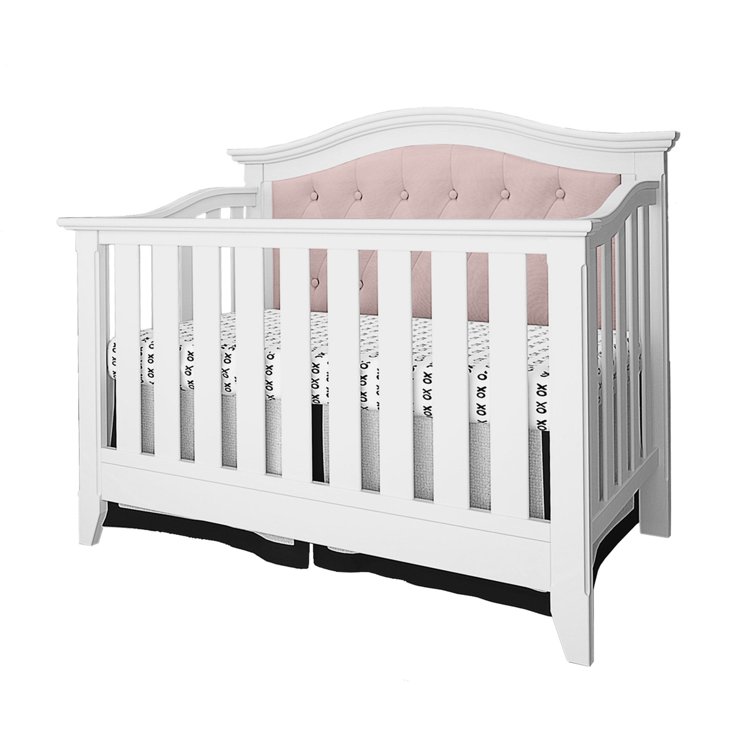 Belle Isle Furniture Magnolia Upholstered 4 in 1 Convertible Crib White Pink Walmart