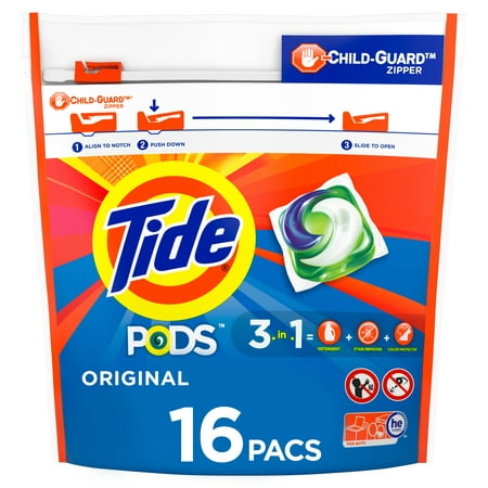 Tide Pods Liquid Laundry Detergent Pacs, Original, 16 Count