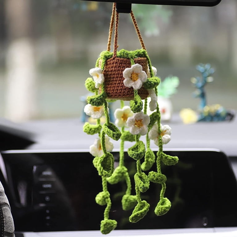Triani Cute Crochet Hanging Orchid Potted Plants Crochet Car Triani Cute Crochet Hanging Orchid Potted Plants Crochet Car