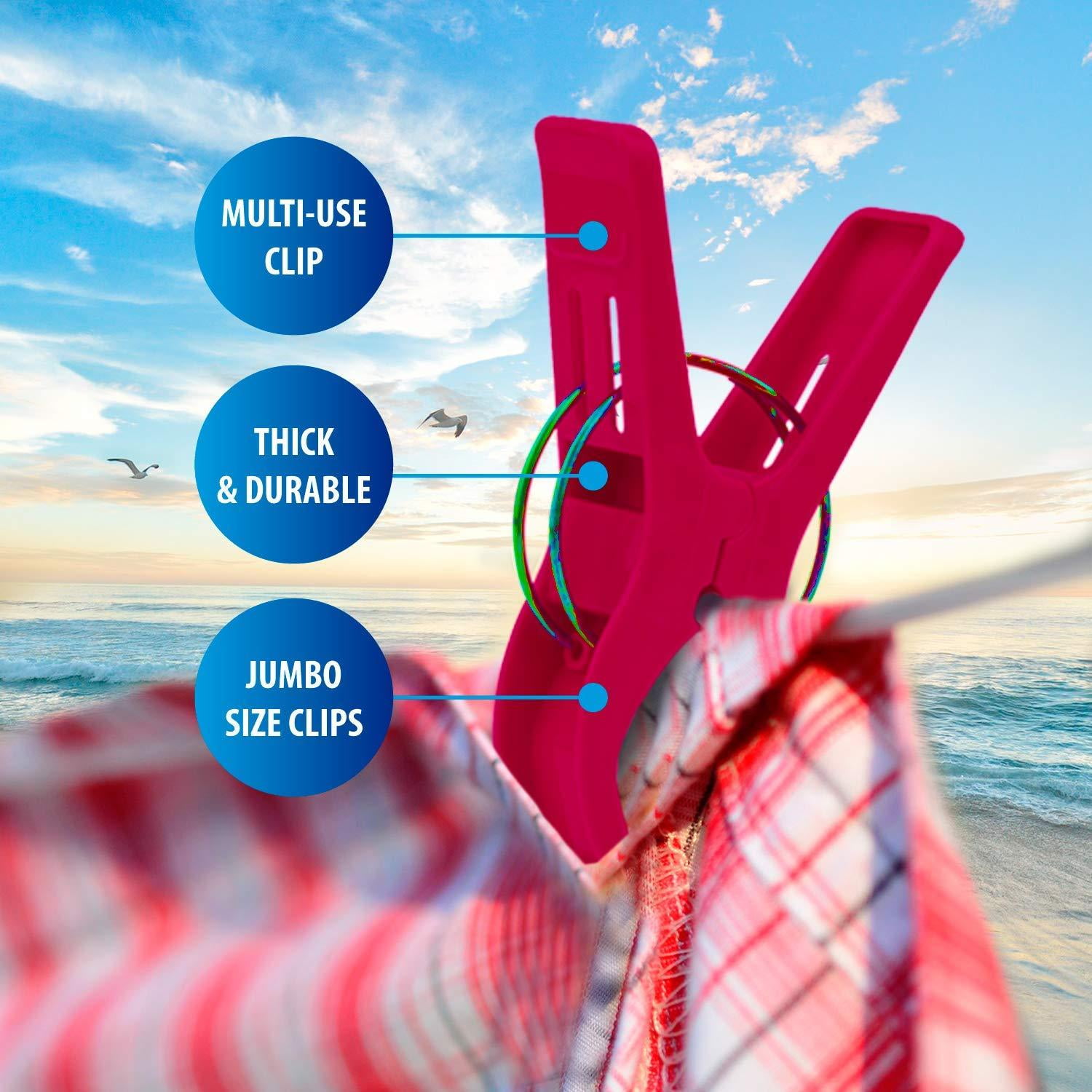Beach Chair Towel Clips Clamps 10 Pack Pool Towel Holder And Large Plastic Clamp Assorted Colors Jumbo Clothespins And Towel Pegs Heavy Duty Clips For Laundry Beach Pool Cove