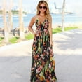 thumbnail image 6 of Hotian Women Surplice Tropical Maxi Cami Summer Dress Black XL/US10, 6 of 7