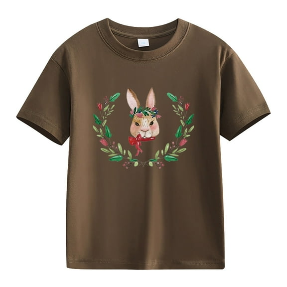 Ruyang Easter Shirt for Toddler Girls Bunny Wreath Shirts Outfits Kids Girl 𝐂artoon Tee Summer New Fashionable T-Shirt