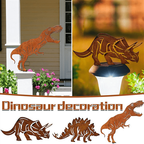 Metal Dinosaur Fence Post Topper, F