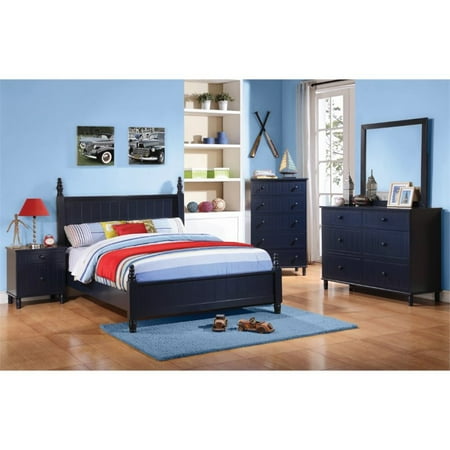 Coaster Zachary 5 Piece Twin Poster Bedroom Set In Navy Blue
