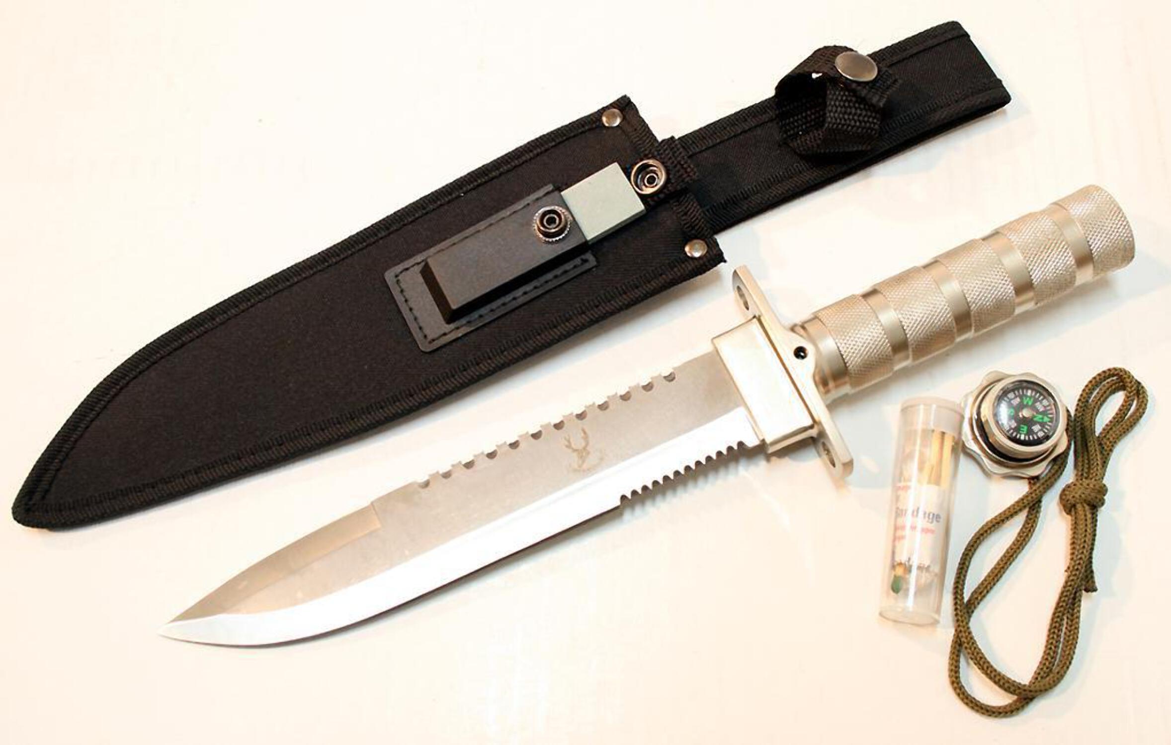 14 Carbon Steel Survival Knife Heavy Duty Fire Starter