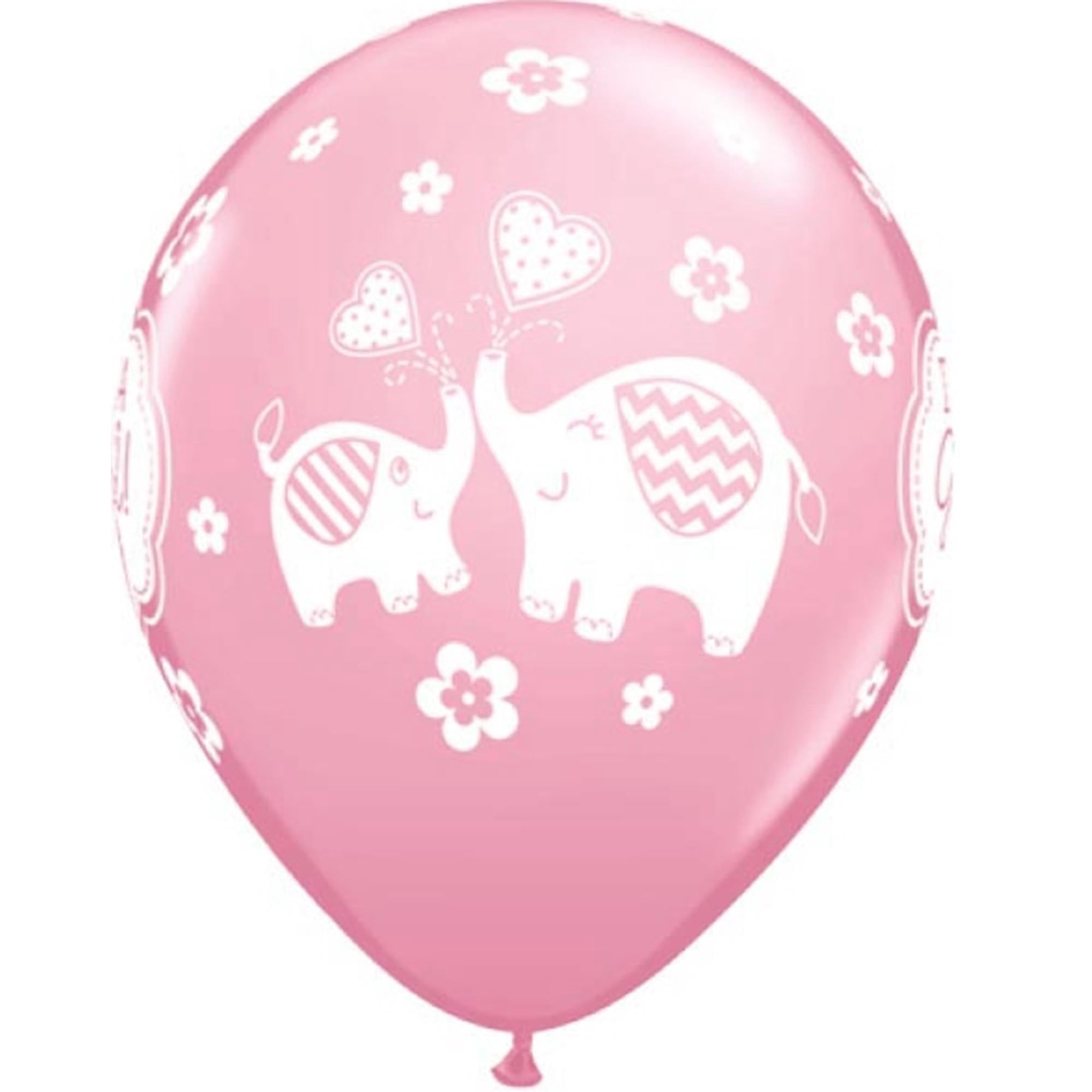11 inch Qualatex It's A Girl Elephants - Pink Latex Balloons (50 Pack) - Party Supplies Decorations