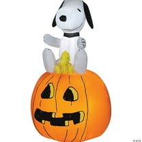 Peanuts Airblown Inflatable Snoopy and Woodstock on Pumpkin Peanuts, 3.5 ft Tall, Multicolored