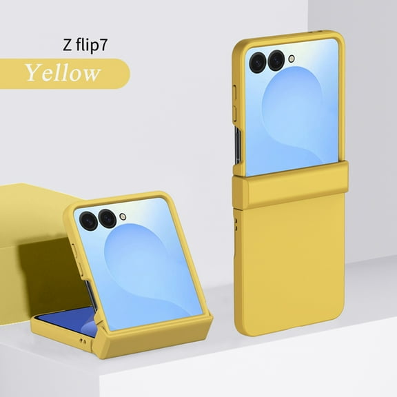 Decase Flip Case with Hinge Protector for Samsung Galaxy Z Flip 7,Slim Z Flip 7 5G 2025 Matte Phone Case,Hard PC Thin Protective Cover for Galaxy Z Flip 7 5G 2025,Shockproof PC Back Cover,Yellow