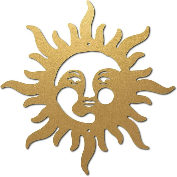 DIY Sun Metal Wall Art Sunburst Wall Decor Iron Wall Signs Hanging Metal Ornament Sculpture for Balcony Garden Home Living Room Kitchen Bedroom Outdoor Decoration Gold 11.8Inch DIY