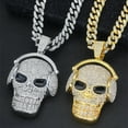 thumbnail image 3 of Hip Hop Cool Dominating Skull Pendant Necklace 13mm with Cuban Chain High Quality Crystal Iced Out Bling Hip Hop Jewelry Necklaces Street Dance Accessories Fashion Creative Gifts, 3 of 5