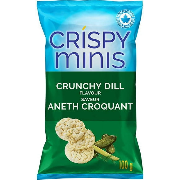 Quaker Crispy Minis Crunchy Dill flavour brown rice chips, 100g