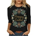 thumbnail image 2 of Kayannuo Easter Print Long Sleeve Shirts for Women Women's Easter Printed Round Neck 3/4 Sleeve T-shirt Loose Top Womens Fashion, 2 of 4