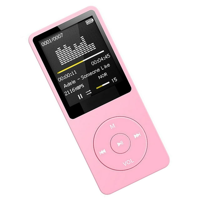 Reproductor de MP3 Inteprter con Cancelación de ruido Dispositivo portátil digital para caminar sin pérdida con micrófono Azul Cables de audio/vídeo Rosado