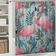 thumbnail image 6 of BCIIG Flamingo Plant Kitsch Bathroom Decor Set with Hooks, Colorful Luxurious Graphic Print Polyester Fabric Fashion Shower Curtain, Waterproof and Easy to Install 60x72, 6 of 7