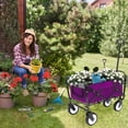 thumbnail image 2 of Collapsible Foldable Wagon Cart with strapping system Beach Wagon , Utility Cart , Utility Wagon Grocery Cart for Camping Shopping Sports Gardeing Fishing Supports 225lbs,purple, 2 of 14