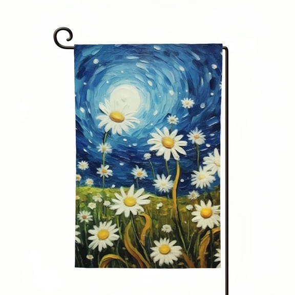 PHYHOO  Welcome Spring Garden Flag Double Sided Vertical, Burlap Large Daisy Flower Garden Yard House Flags Outside Outdoor House Hello Spring Summer Decoration White