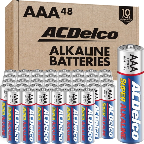 ACDelco 48-Count Triple AAA Batteries, Maximum Power Super Alkaline Battery for Home and Office, 10-Year Shelf Life, Reclosable Packaging
