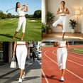 thumbnail image 6 of Ltctricy Capri Pants for Women Straight Leg Office Dress Pants with Pockets Side Split Casual Lounge Work Pants(White,X-Large), 6 of 7
