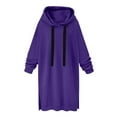 thumbnail image 4 of The Warmy Oversized Hoodie,Casual Oversized Hoodie Dress For Women Pullover Long Sweatshirt Split Hem Tops Purple M, 4 of 5