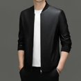 thumbnail image 3 of Chaqueta de cuero genuino para hombre, estilo coreano, corta, ajustada, con cuello de béisbol, informal, de moda, para otoño y primavera, 3 of 5