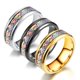 thumbnail image 3 of Una rebanada de dragón dorado n.° 6 sobre un fondo azul Personalice dos tonos Nudo celta Dragón Incrustaciones de fibra de carbono Parejas Anillos de boda para hombres de titanio en tono dorado platea, 3 of 5