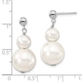 thumbnail image 2 of FB Jewels Sterling S Majestik Rh-pl 7 & 12mm Wht Imitat Shell Pearl Dangle Earrings, 2 of 2