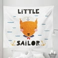 thumbnail image 1 of Saying Tapestry, Marine Themed Doodle with Fox and Little Sailor Typography and Anchors Waves, Fabric Wall Hanging Decor for Bedroom Living Room Dorm, 5 Sizes, Multicolor, by Ambesonne, 1 of 1
