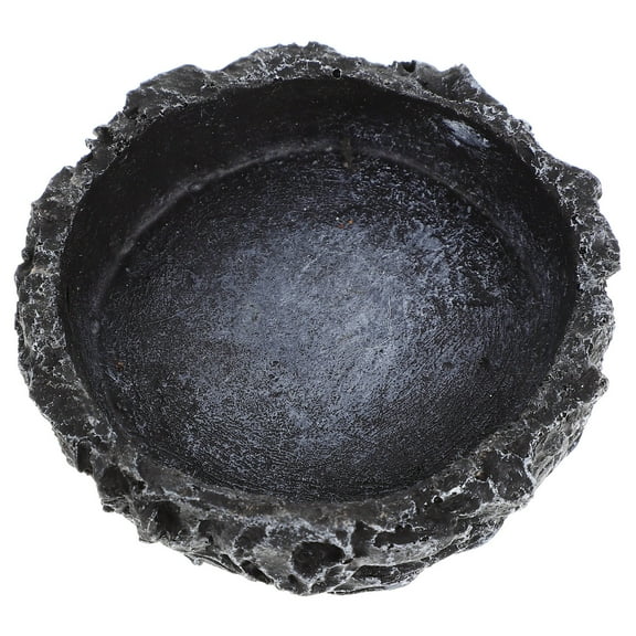 PBPBOX Decorative Water Bowl Reptile Accessory Black Resin 1Set