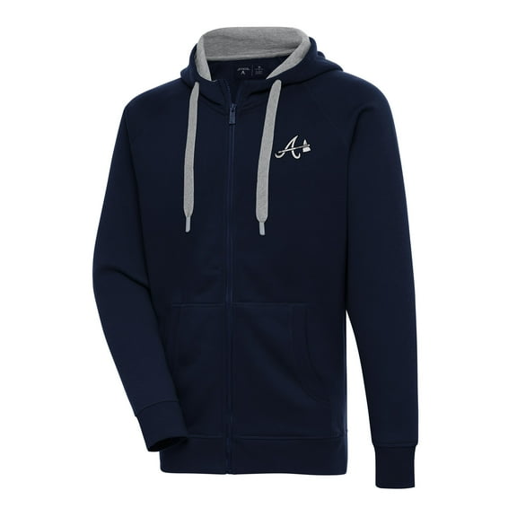Men's Antigua Navy Atlanta Braves Metallic Victory Full-Zip Hoodie