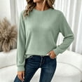 thumbnail image 5 of TKKCS Womens Ribbed Long Sleeve Pullover Top Soft Stretch Regular Fit Casual Crew Neck Basic Blouse Green L, 5 of 10