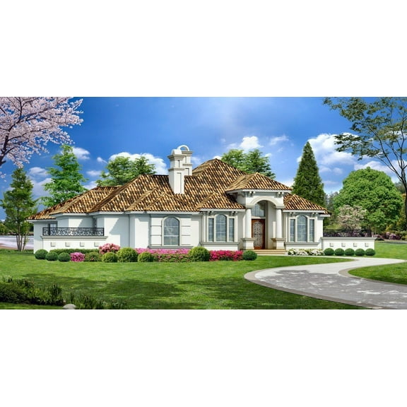 015-741: Luxury 3 Bed, 5 Bath Luxury Home Plan, 4128 Sq Ft: Full Blueprints with License to Build by Home Plan Marketplace - Lesuto