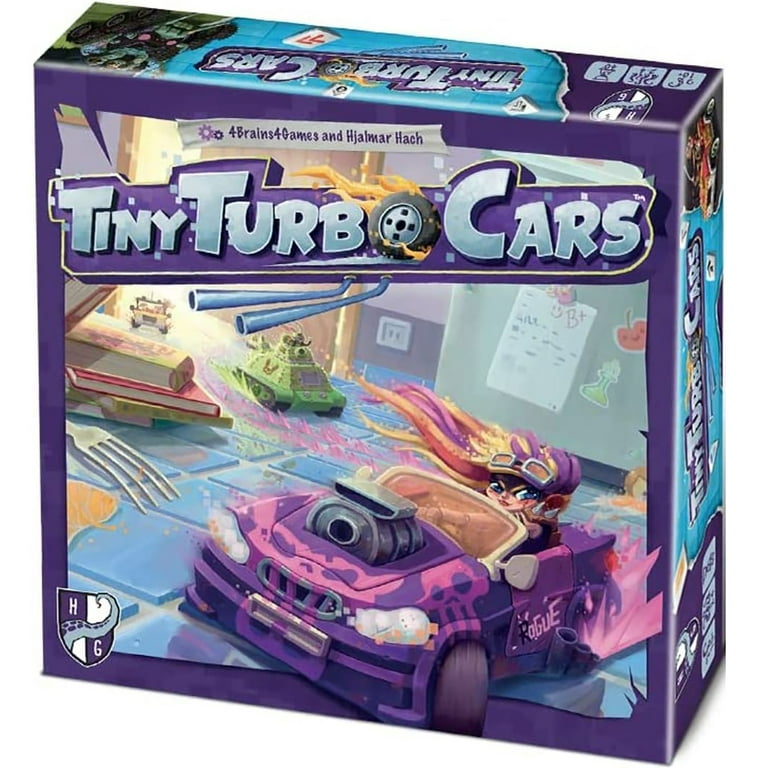 Tiny Turbo Cars Racing Puzzle Board Game, Ages 8+, 2-4 Players