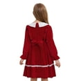 thumbnail image 2 of TSSOE Girls Autumn Winter Elegant A Line Velvet Dress Birthday Gift Princess Clothing Wedding Party Festive Dresses Red 120/2, 2 of 7