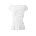 thumbnail image 2 of Txlixc Blusa de crochet de flores de encaje para mujeres, camiseta de cuerda de pecho bajo con mangas de sombrero y ropa de hombro desnudo para mujeres Txlixc moda, 2 of 9