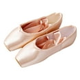 thumbnail image 4 of Women's Ballet Pointe Satin Technical Dance Pink Ballet Flats with Pre-Sewn Ribbons , 35, 4 of 8