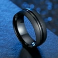 thumbnail image 6 of 8MM Blue/Black Matte Bands Titanium Steel Men's Wedding Jewelry Ring Size 7-12, 6 of 9