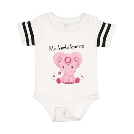 

Inktastic Aditi My Auntie Loves Me Pink Elephant Beautiful Gift Baby Girl Bodysuit