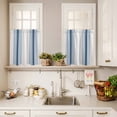 thumbnail image 3 of 3 Piece Kitchen Curtains and Valances Set Grey Blue Vertical Stripes Cafe Curtains 36 Inch Length Modern Minimalist Abstract Valance & Tier Curtain for Living Room Bedroom Window 54"x18"+27"x36"*2, 3 of 6