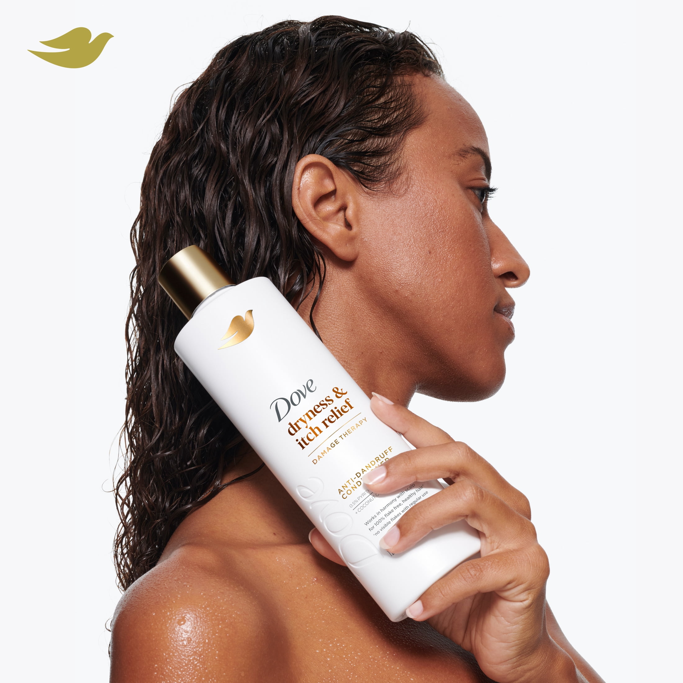 (3 pack) Dove Damage Therapy Derma Conditioner for Flaky Scalp Dryness + Itch with Pyrithione Zinc and Coconut Oil, 12 Fl Oz
