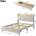 thumbnail image 2 of Luku Bed Frame with Storage Headboard and Charging Station, Upholstered Platform Bed Frame with Drawer, Mattress Foundation with Solid Wooden Slats Support, No Box Spring Needed, 2 of 7