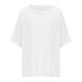 thumbnail image 4 of Giftesty Tops for Women Women Oversized T-Shirt Summer Casual Loose Fit 5/4 Sleeve Short Sleeve Solid Macaron Color Loose Tee Tops, 4 of 6