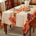 thumbnail image 4 of SASTYBALE 60" Round Tablecloth - Turkey & Pumpkin, Spillproof for Fall Thanksgiving, 4 of 7