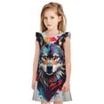 thumbnail image 1 of Fotbe Tie-Dye Wolf Head Vestido de Dormir para Niñas de 3 a 10 Años, Mangas Cortas, Estilo Princesa, Pijama Camisón con Mangas Voladas-X-Large, 1 of 6