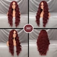 thumbnail image 3 of 28Inch Long Wavy Wine Red Synthetic Wig for Women Middle Part Women's Heat-Resistant Natural Hair Cosplay Party Lolita Wig Hair Extension Wig Clearance, 3 of 6