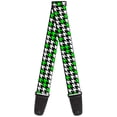 thumbnail image 1 of Buckle-Down Guitar Strap, Houndstooth Black White Neon Green, 2 Inches Wide, 1 of 1