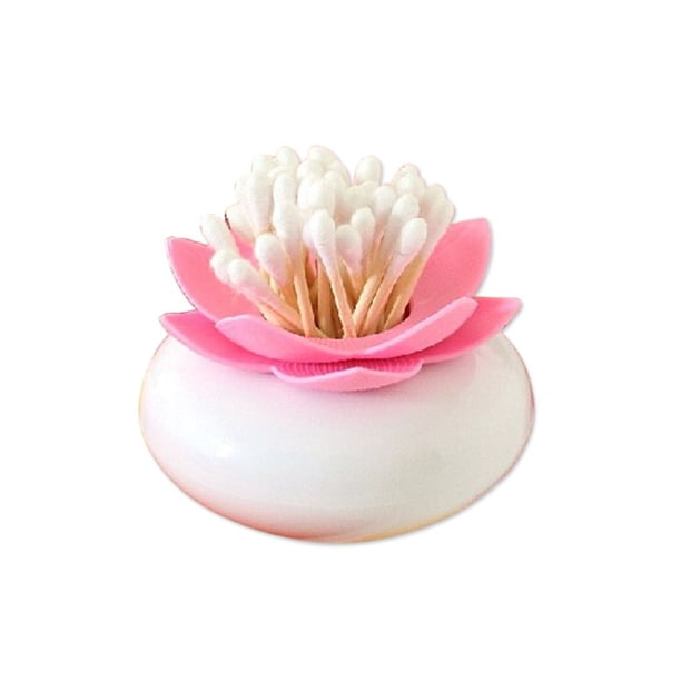 Yuarrent 2020 soporte de flor de loto caja de palillos de caja de almacenamiento de bastoncillos de algodón rosa/verde Almacenamiento y organización del hogar Rosa Yuarrent JJ2617-01